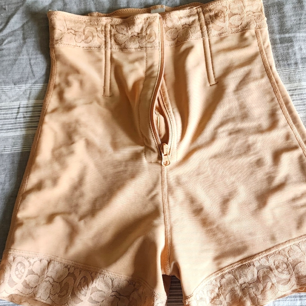 Beige High-Waisted Shapewear Shorts